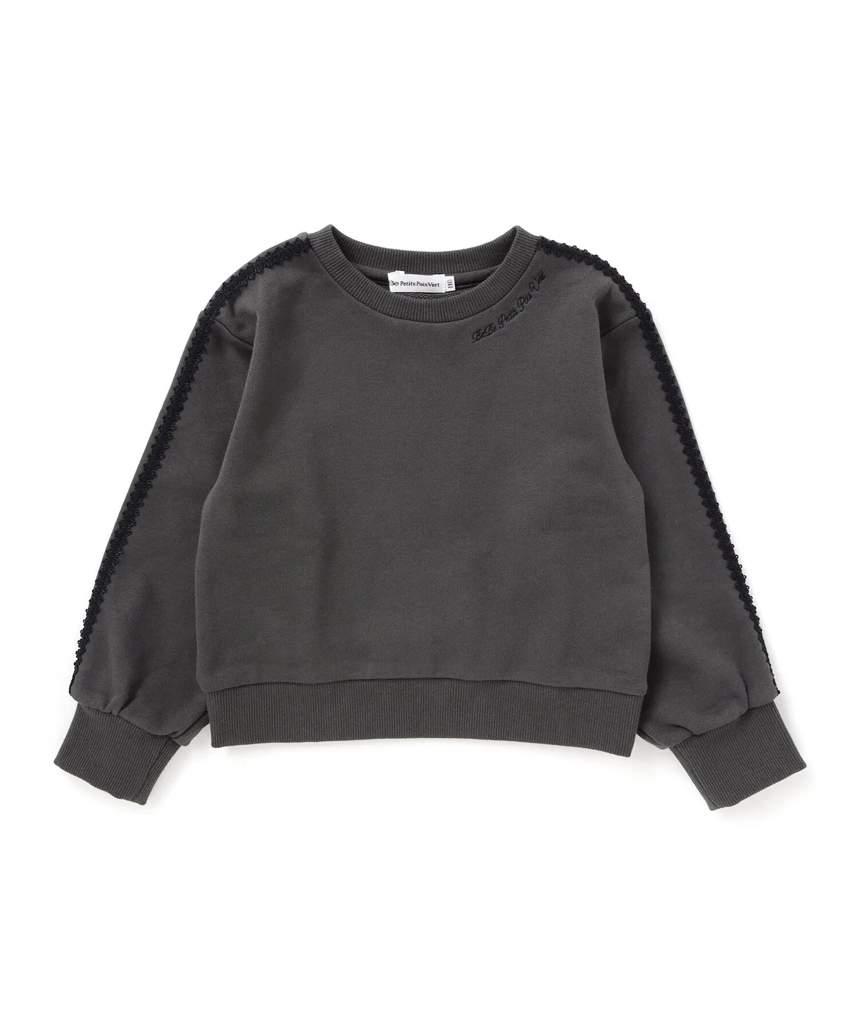 Свитшот детский с кружевными рукавами BeBe Petits Pois Vert, чёрный