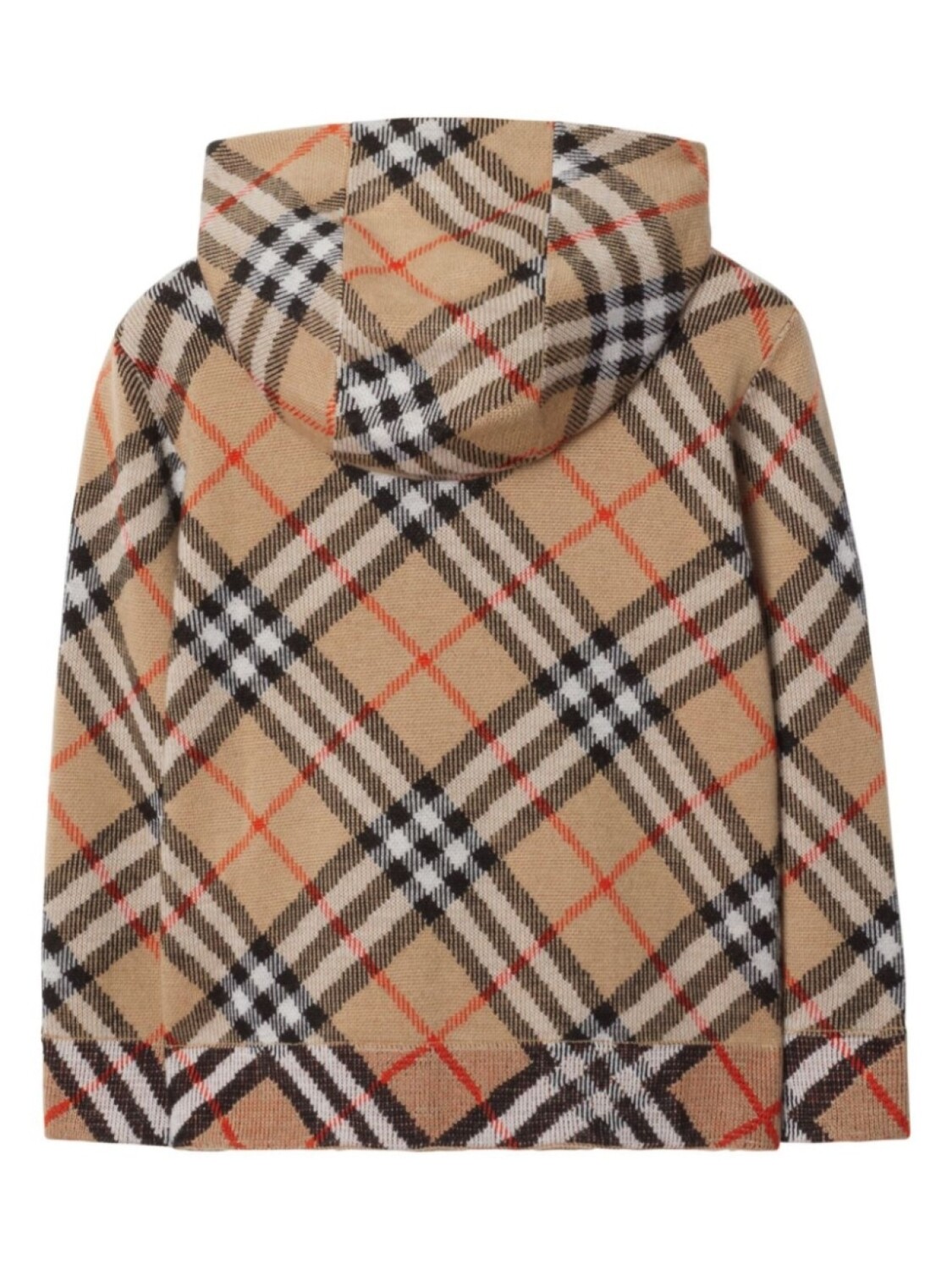 Толстовка с капюшоном в клетку на молнии Burberry Kids, коричневый — фото 2