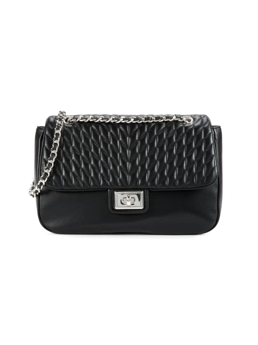 

Сумка через плечо из кожи Agyness Karl Lagerfeld Paris, цвет Black Silver