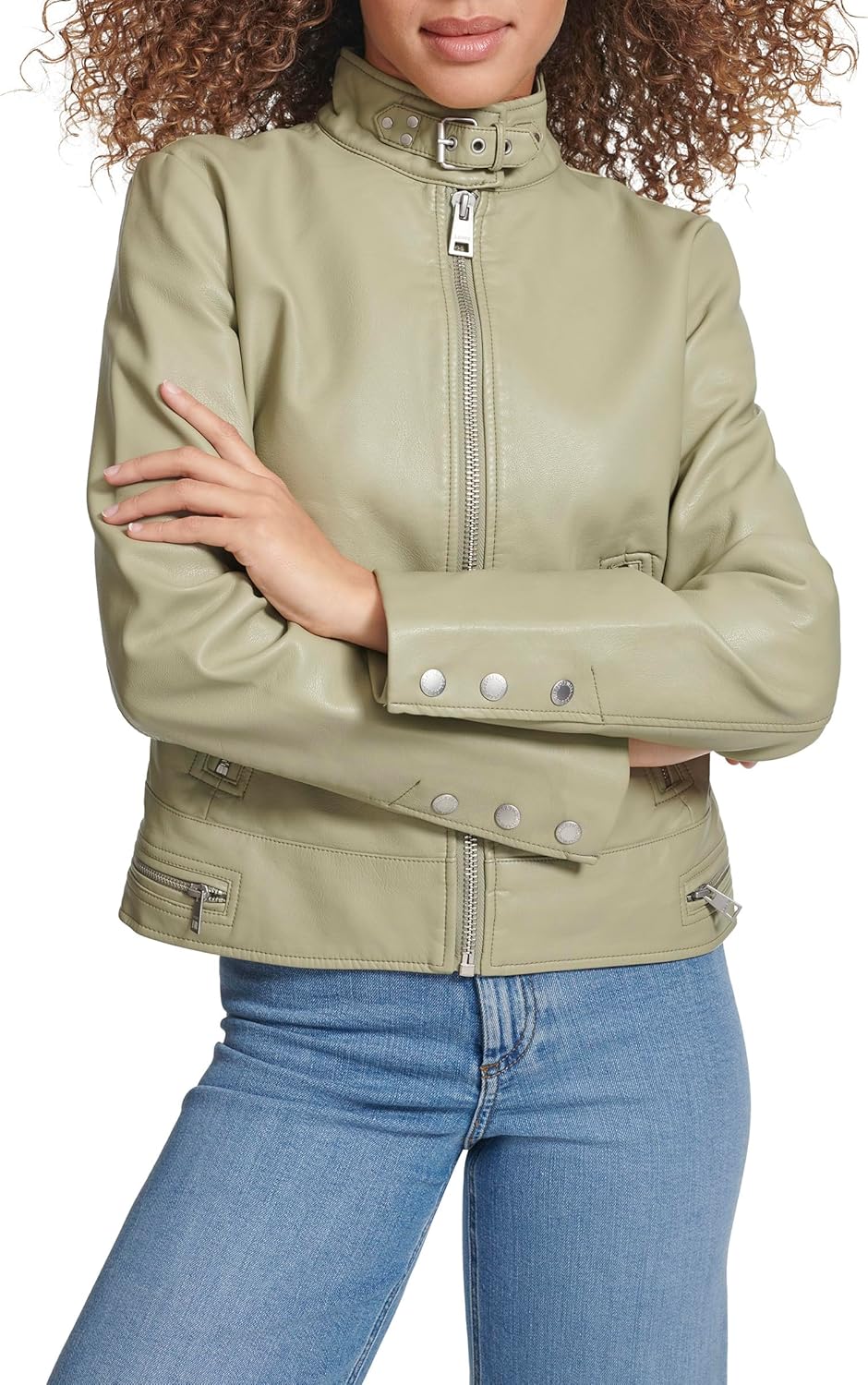 Женская куртка для мотокросса Levi's из искусственной кожи (стандартная и плюс), Tea — фото 2
