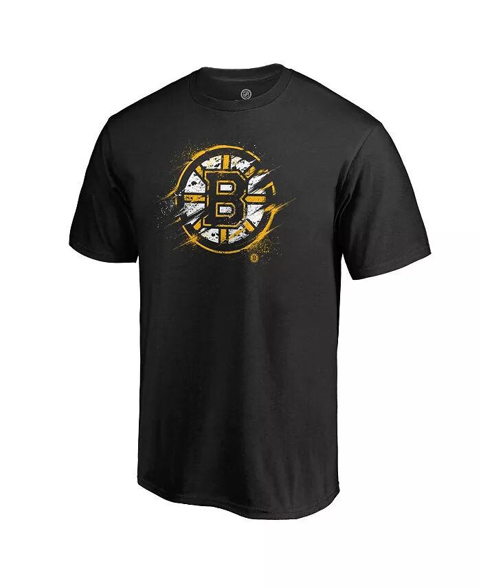 

Мужская черная футболка Boston Bruins с брызгами логотипа Fanatics