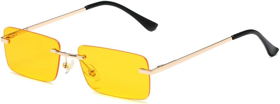 

Маленькие солнцезащитные очки без оправы для женщин и мужчин, винтажные солнцезащитные очки, разноцветные прямоугольные очки с защитой от УФ-излучения UV400 LANGSER, 5