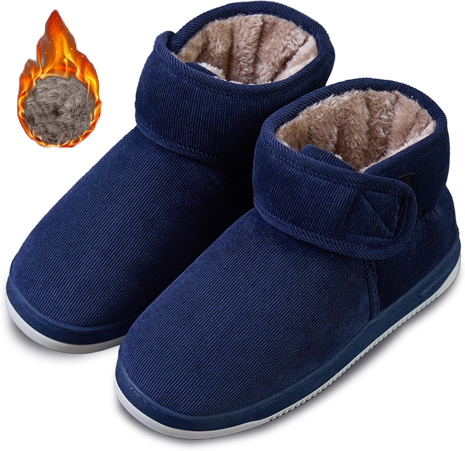 

Унисекс теплые тапочки-ботинки, ботинки с меховой подкладкой, утолщенные обувь, регулируемые кроссовки, ботинки, удобная уличная обувь с противоскользящей подошвой Bumuam, синий