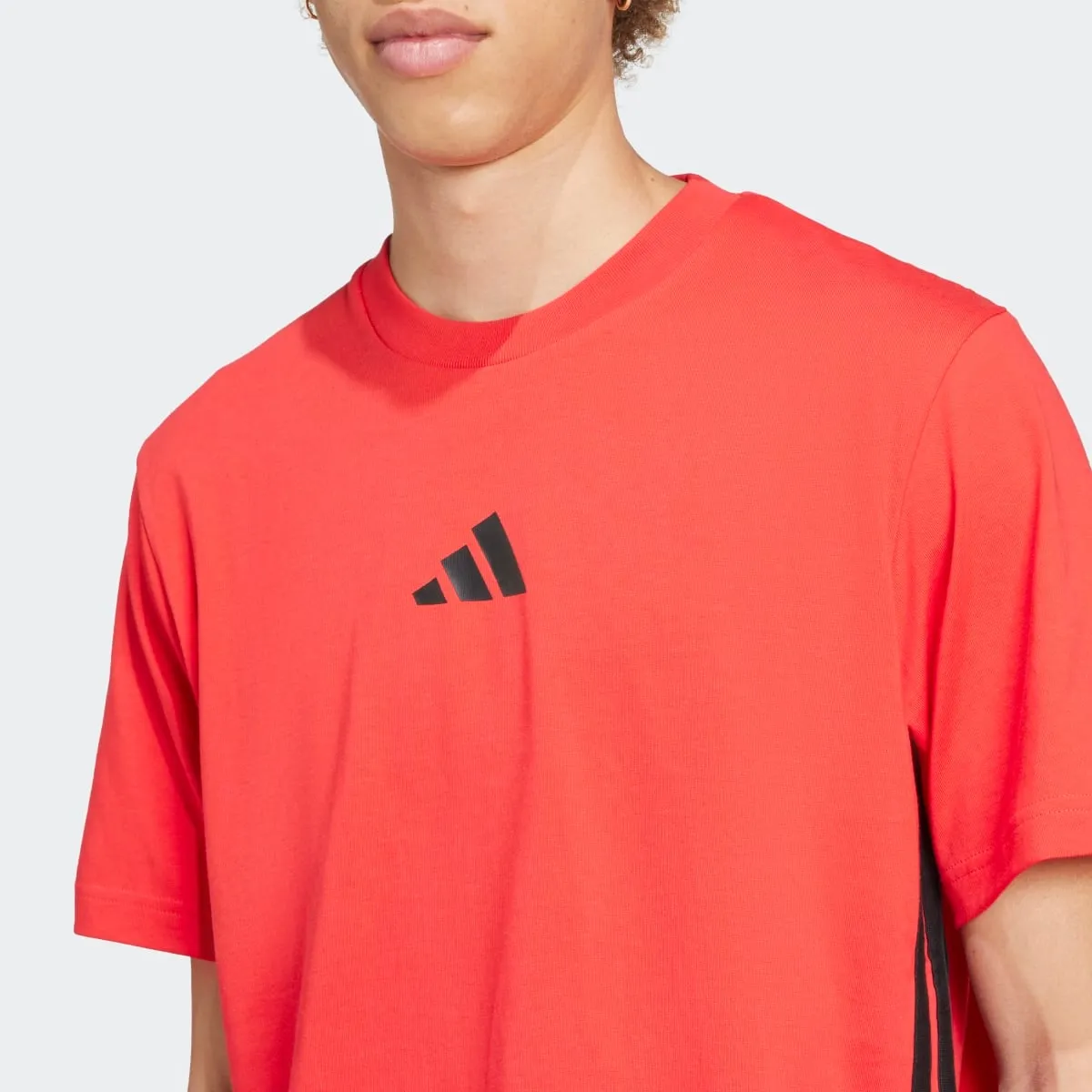Мужская футболка Essentials Single Jersey с 3 полосками adidas, красный — фото 3