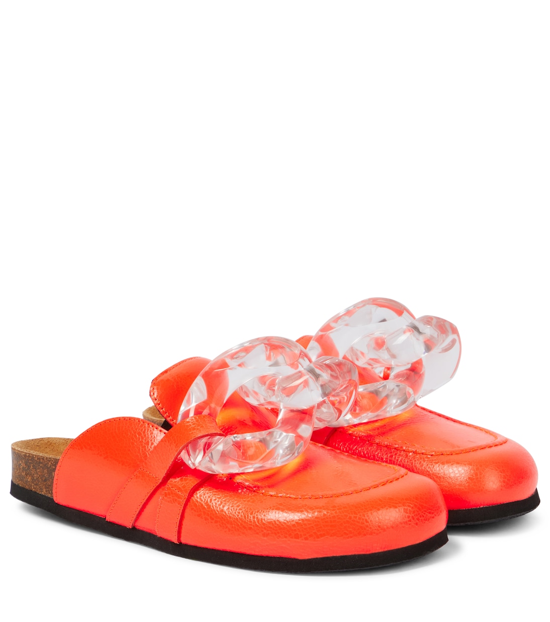 Тапочки из кожи с цепочкой JW Anderson, Bright Orange