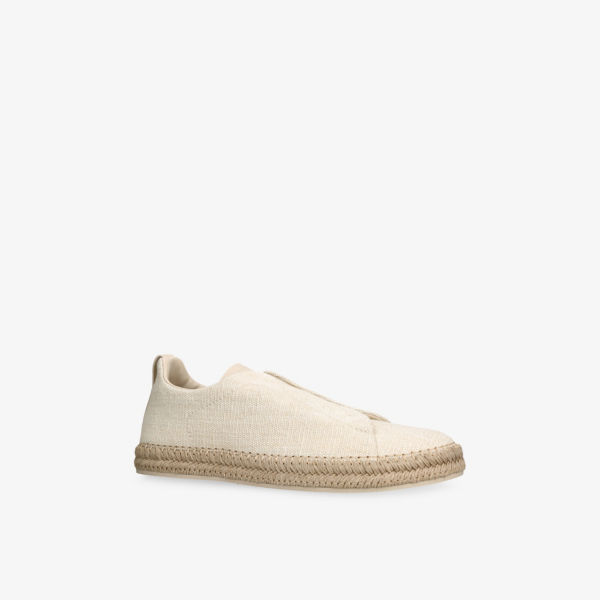 Кроссовки низкие Zegna с тройной строчкой, бежевый — фото 3