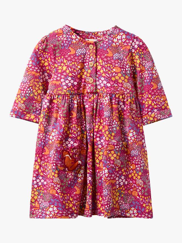 

Детское платье с карманом в виде лисы из хлопка JoJo Maman Bébé, Berry