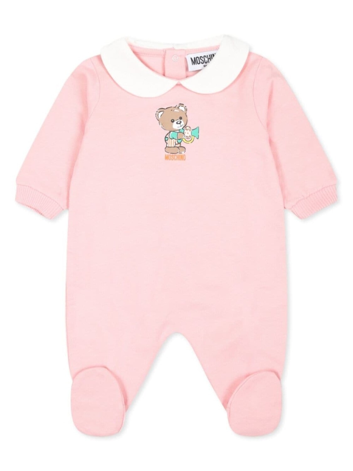 

Moschino Kids принт с плюшевым мишкой ребристый рукав babygrow, розовый