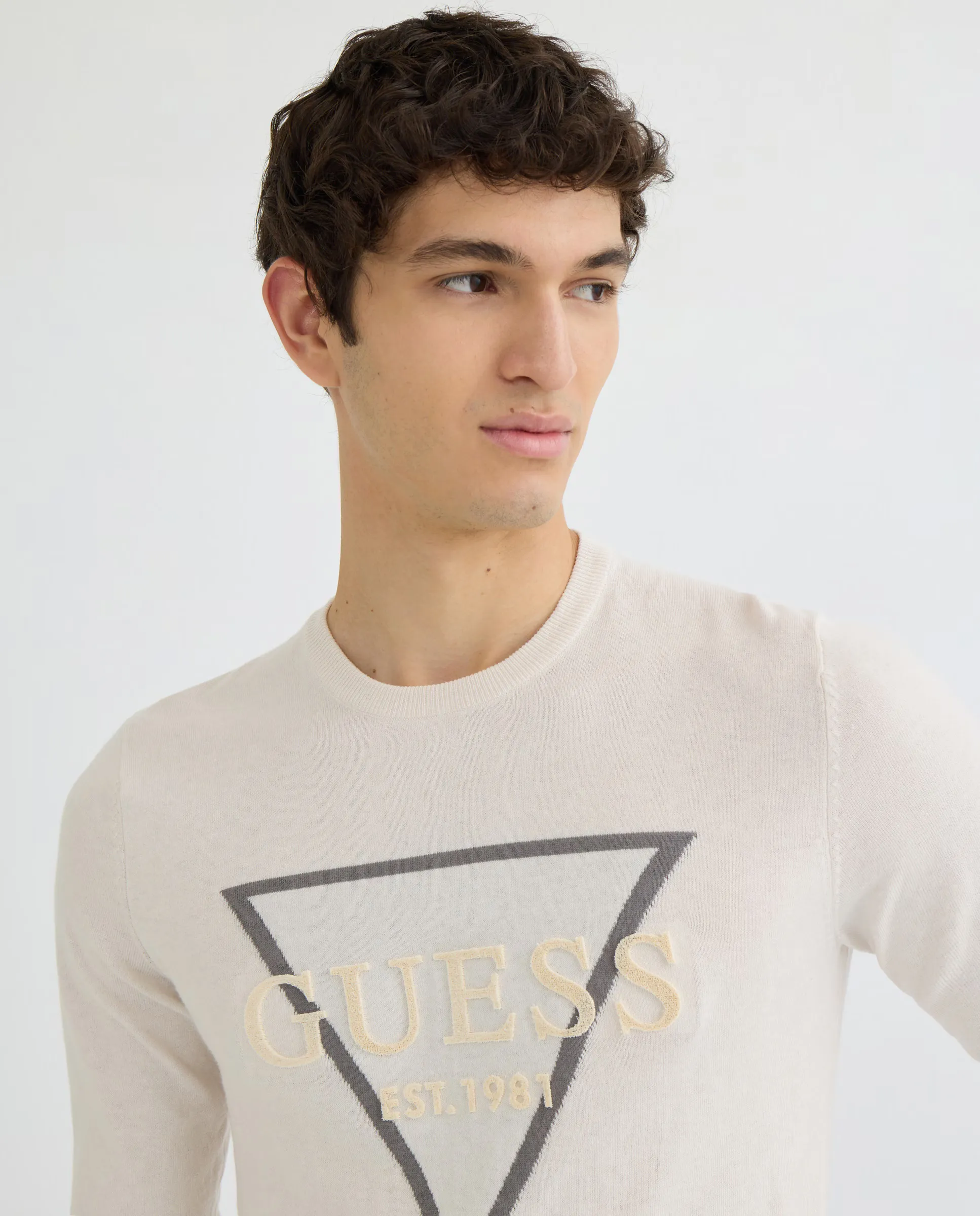 

Свитшот с логотипом мужской Guess, кремовый