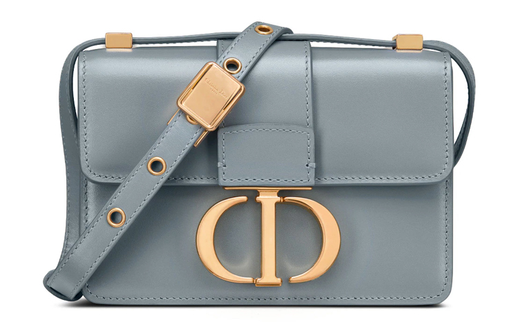 

DIOR Сумка-бокс 30 Montaigne из полированной телячьей кожи, кроссбоди, на плечо, женская, сине-серая