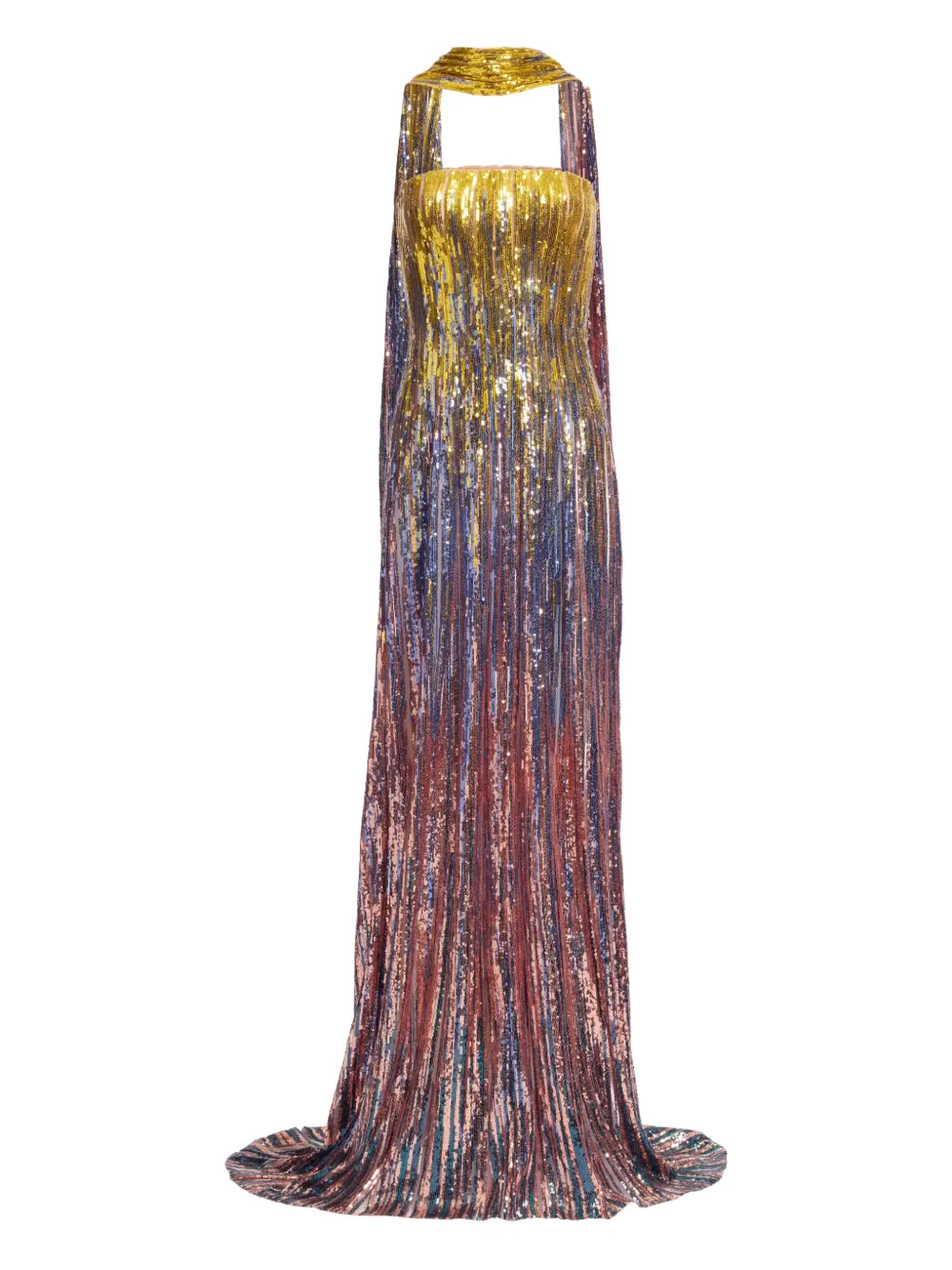 

Макси-платье без бретелек с пайетками Elie Saab, желтый