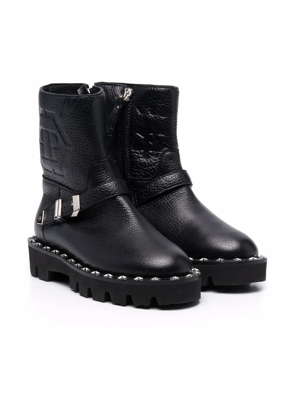 

Ботинки с тисненой монограммой Philipp Plein Junior, черный