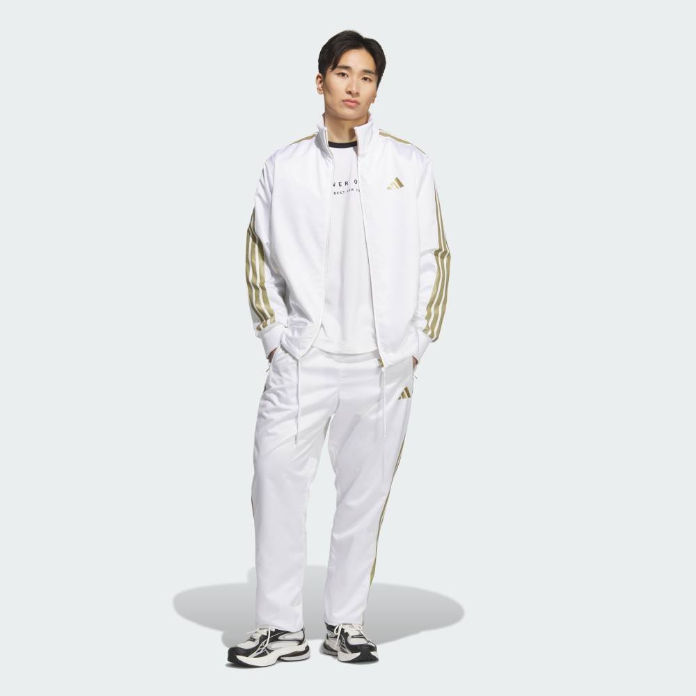 Брюки Stadium Gold Climawarm с открытым низом и плетеной отделкой Adidas, white — фото 3