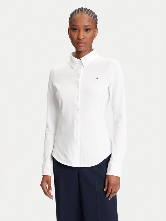 

Рубашка облегающего кроя 1985 WW0WW43528 Tommy Hilfiger, экрю