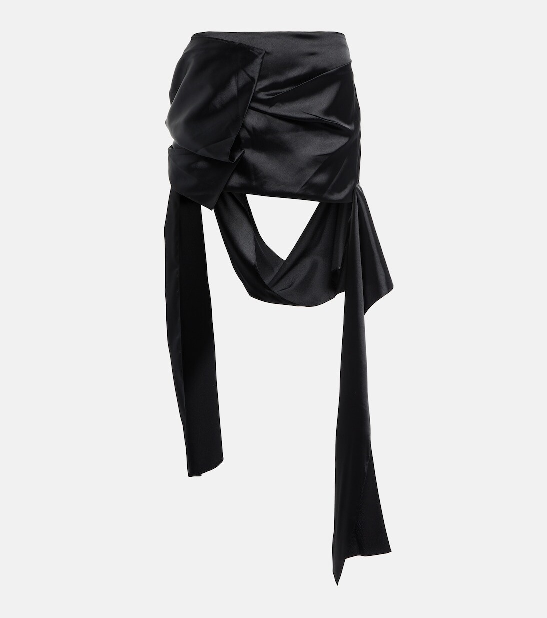 

Атласная мини-юбка с драпировкой ACNE STUDIOS, черный