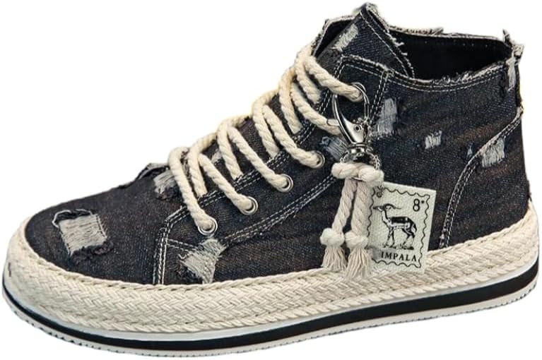 

Мужские кроссовки в ретро-стиле на высокой подошве, удобные и противоскользящие, повседневные, с шнуровкой, из холщового материала, для спорта и катания на скейтборде, подходят для активного отдыха на улице Fmshi, черный