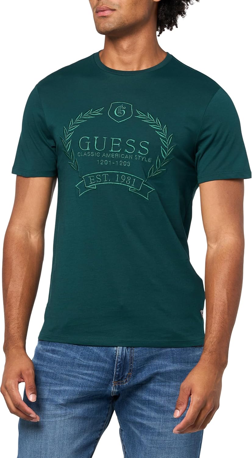 

Мужская футболка GUESS Eco Classic с логотипом, Dark Jade