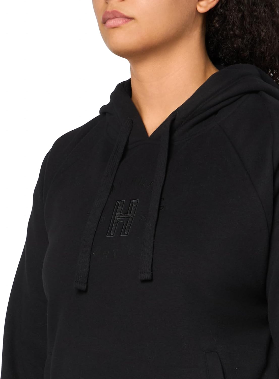 Женская флисовая толстовка с капюшоном Tommy Hilfiger с атласной аппликацией, Black — фото 3
