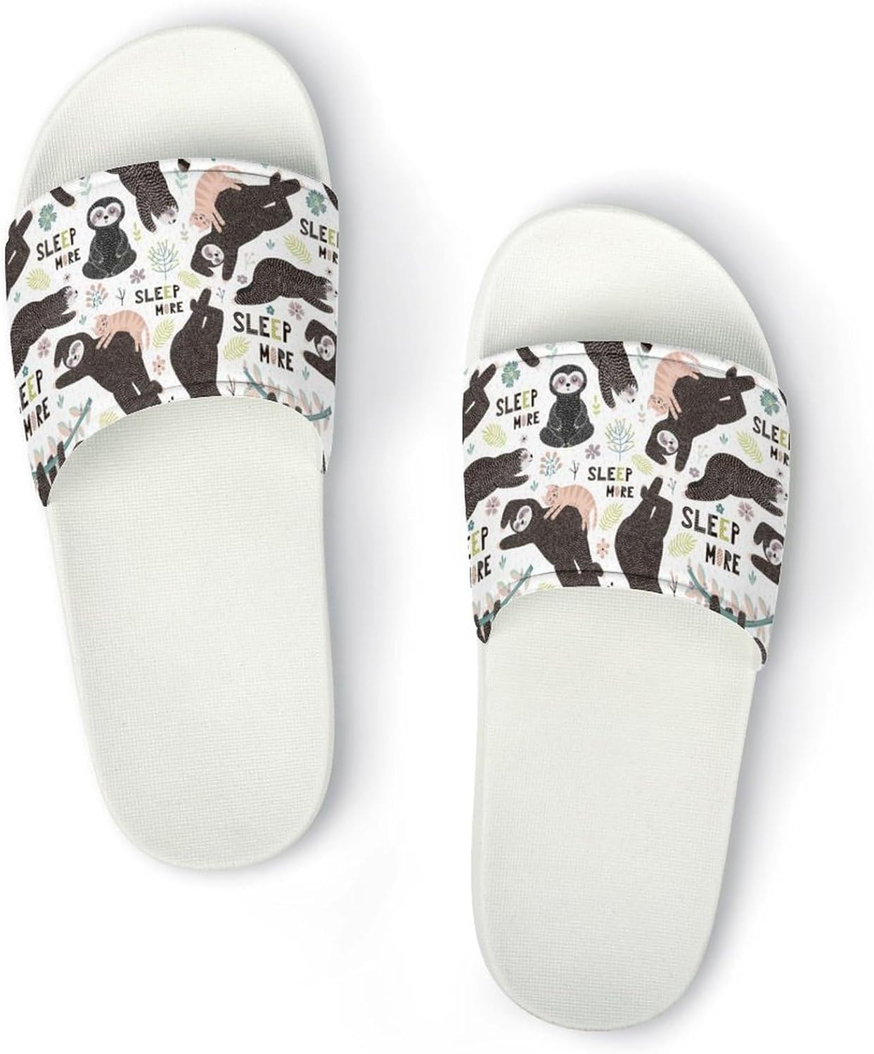 

Милые сандалии слайд для унисекса - с принтом - можно носить дома или на улице Generic, белый