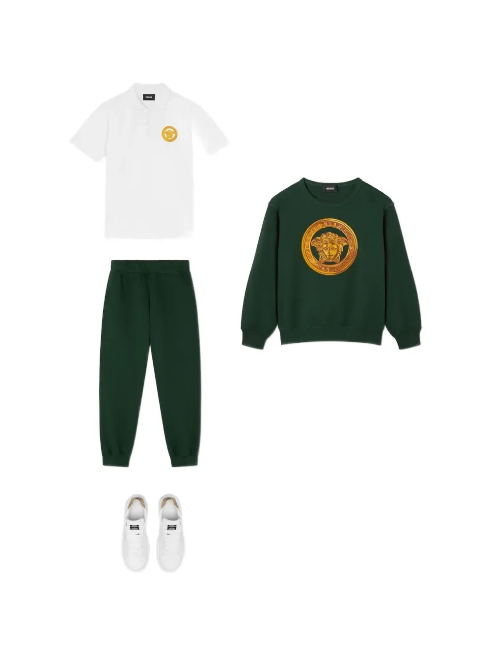 Свитшот с вышивкой Медузы Versace Kids, зеленый — фото 4