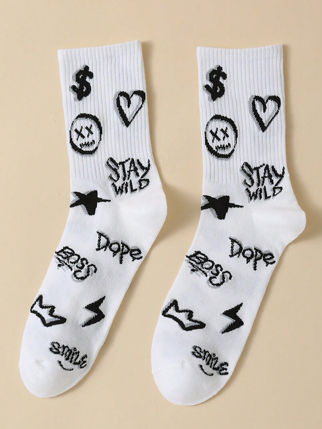 

Мужские модные носки до середины икры с темным граффити и сердцем Maryam Alam, черный и белый