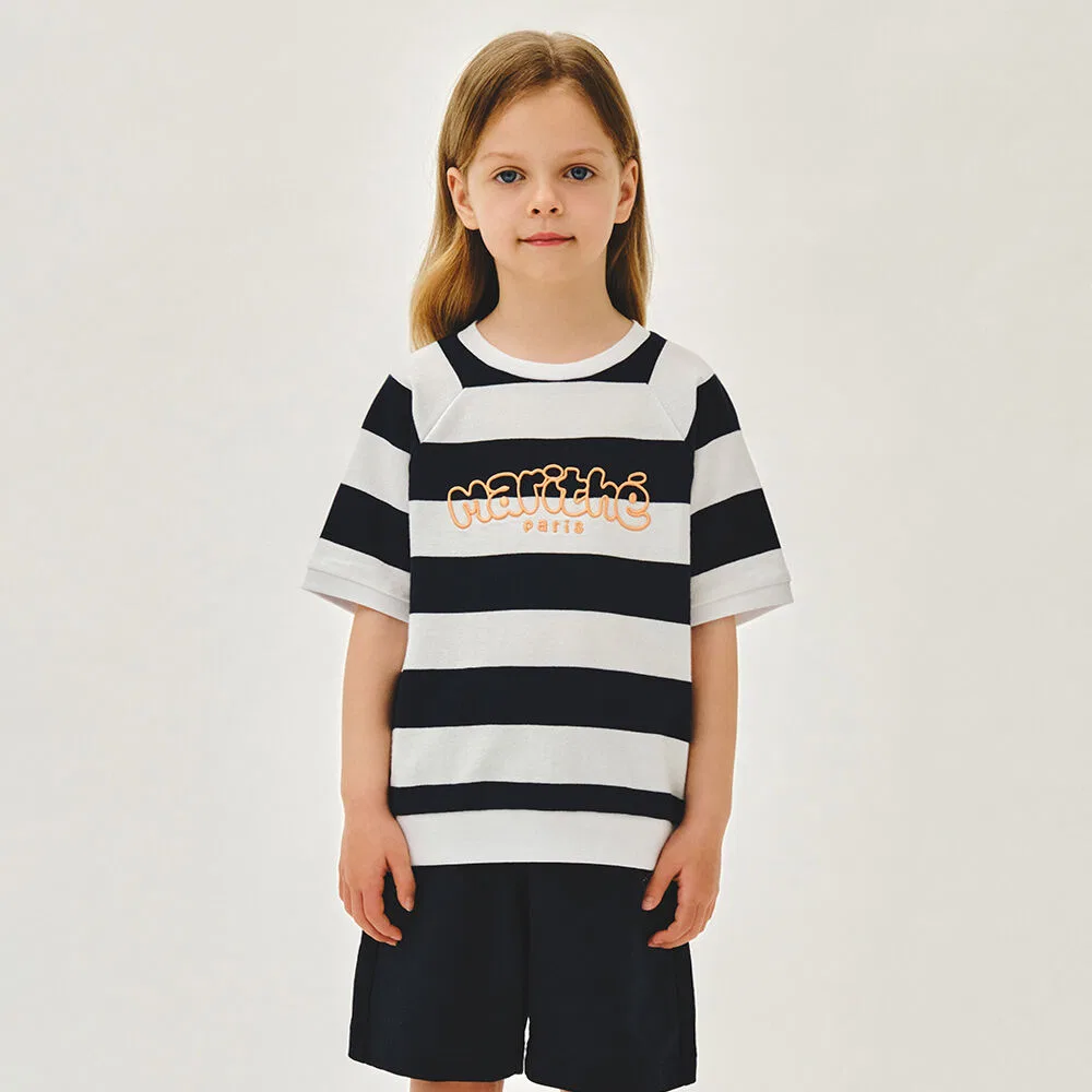 Детский свитшот с коротким рукавом реглан в полоску от Marithé Kids