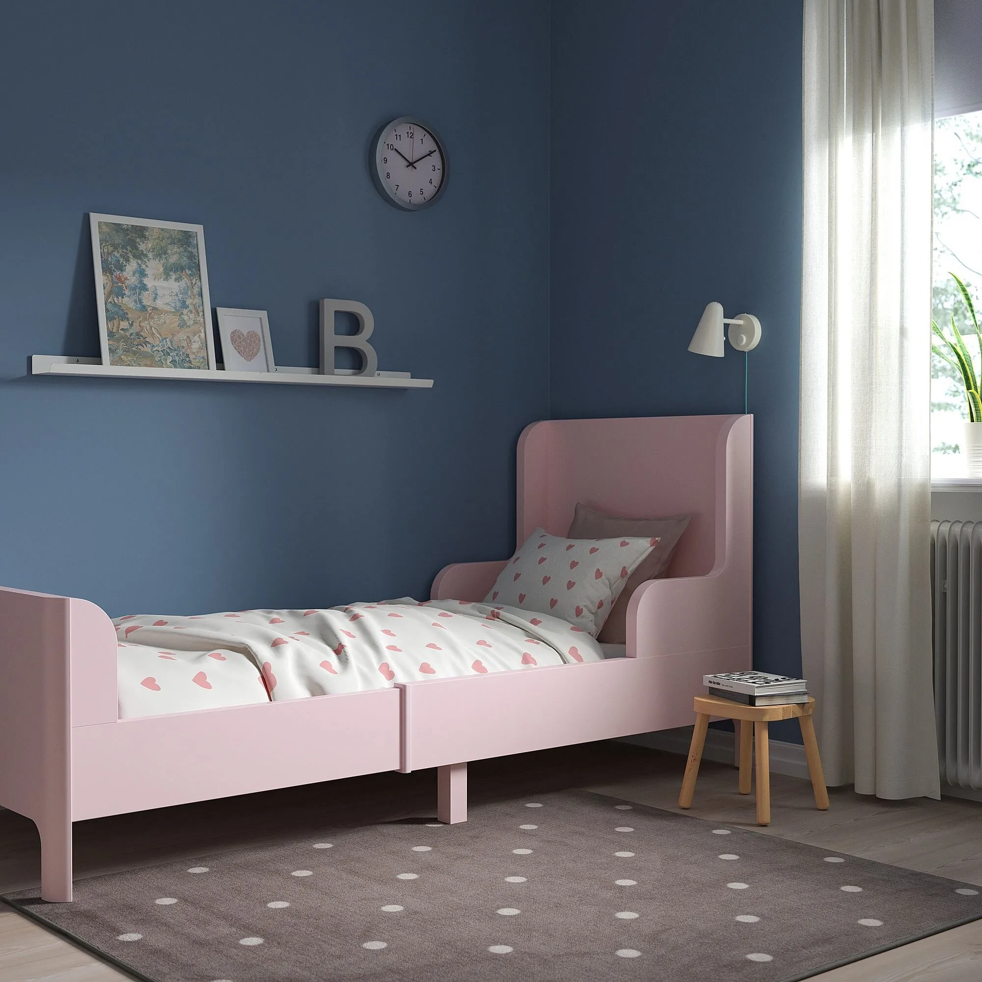 Раздвижная кровать, светло-розовый, 80х200 см, BUSUNGE IKEA — фото 4