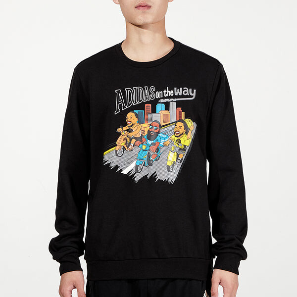 Толстовка Men's adidas Funny Printing Sports Round Neck Pullover Black, мультиколор — фото 3