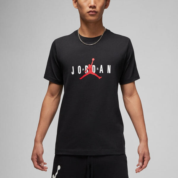 Футболка Air Jordan Alphabet Flying Man Logo Printing Round Neck Casual Short Sleeve Black, черный — фото 4
