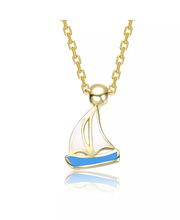 

Элегантное ожерелье с подвеской в виде парусника, покрытое 14-каратным золотом и синей эмалью Gigigirl, blue