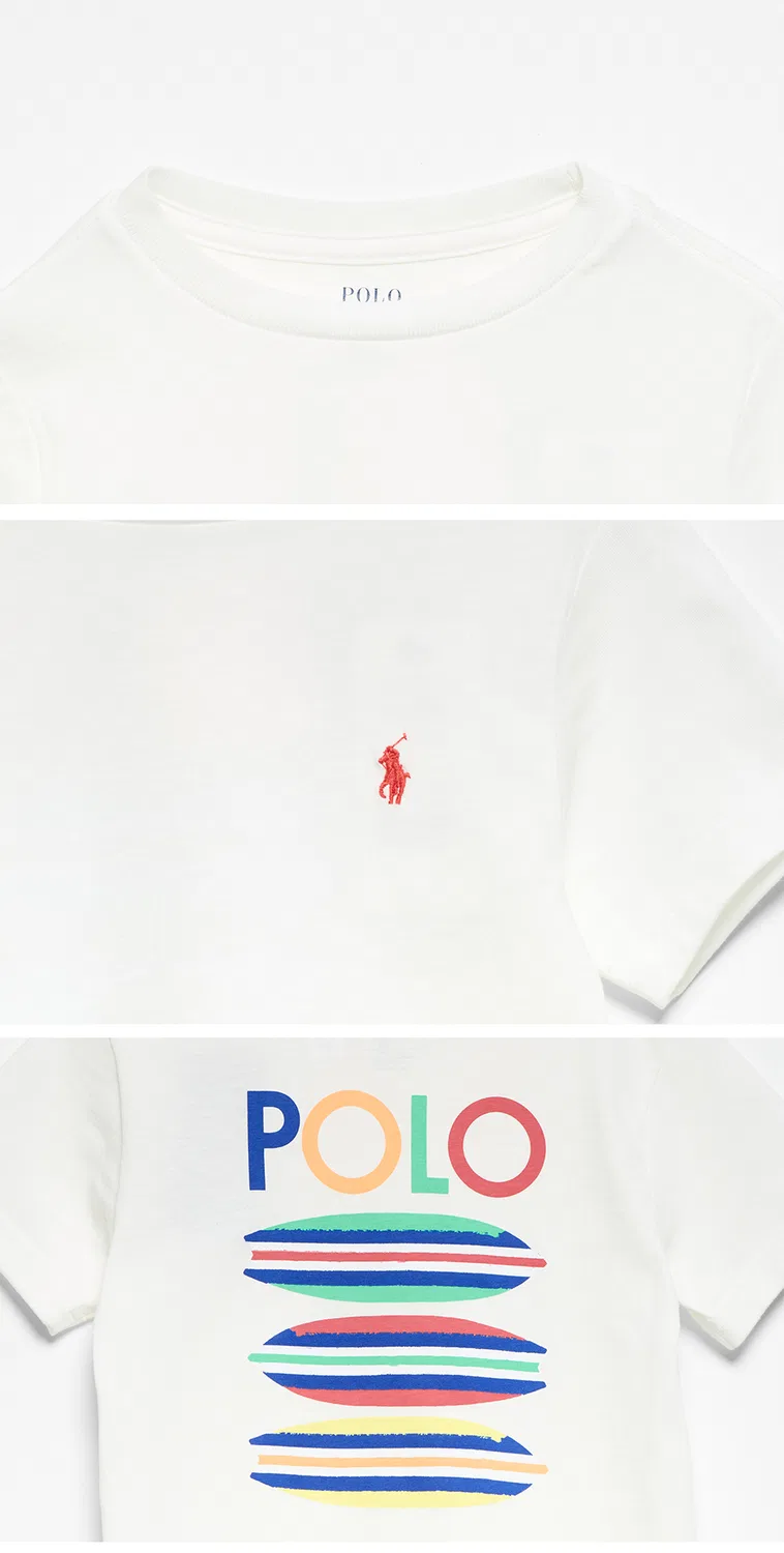 Детская футболка Polo Ralph Lauren Children с принтом сёрфборда, белая — фото 4