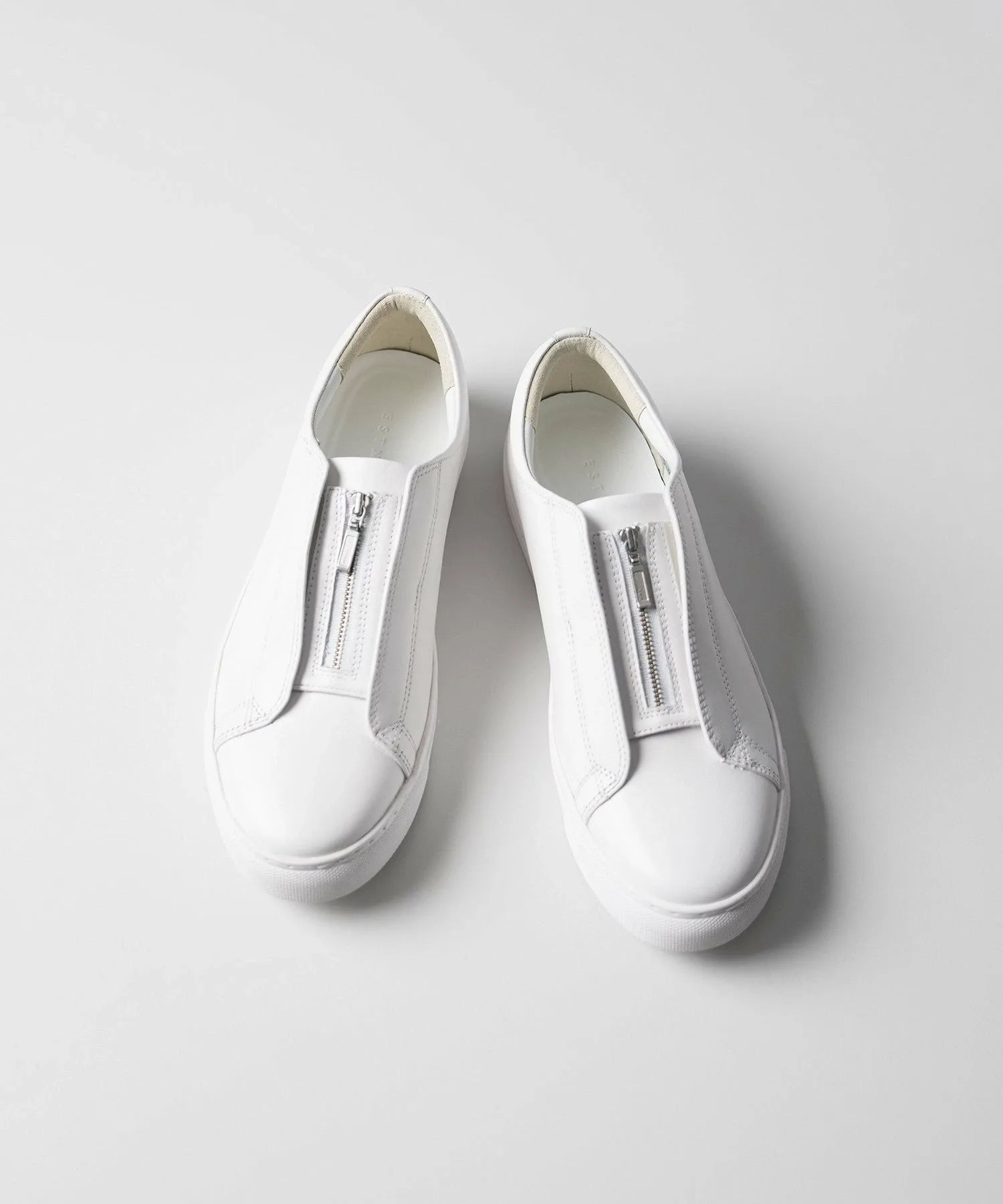Кожаные кроссовки с передней молнией Estnation, white