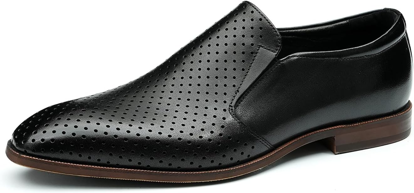 

Мужские лоферы Santimon Mens из кожи, деловые и повседневные пенни-лоферы для мужчин, формальная деловая обувь, модные скелетон-слипон, летние мужские прогулочные туфли, черный