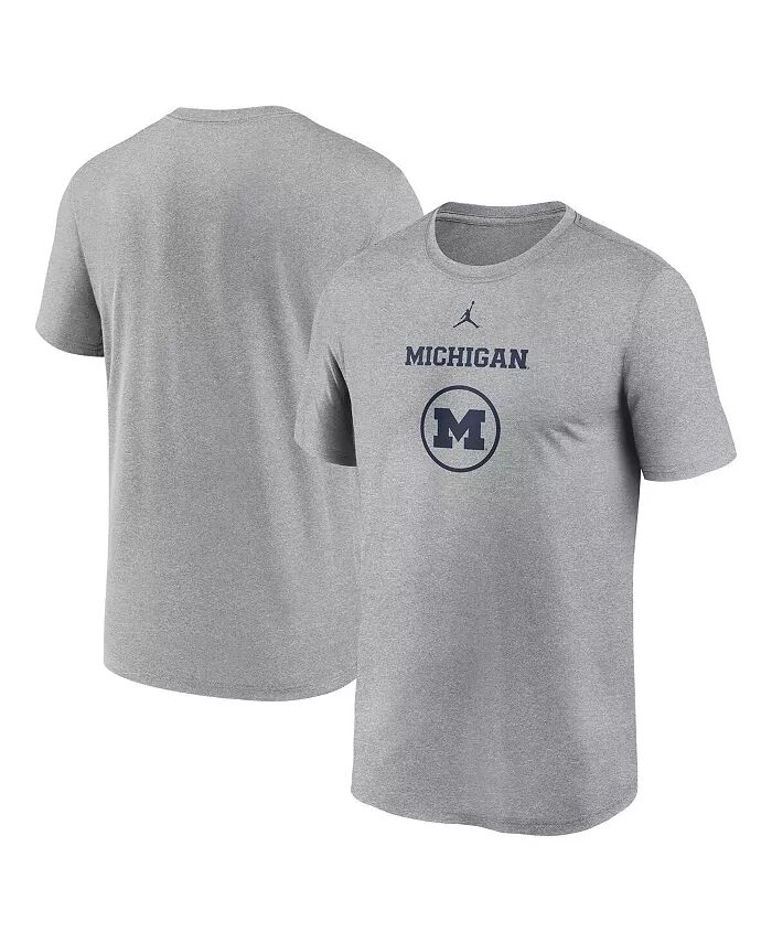 

Мужская футболка Heather Gray Michigan Wolverines On-Court Basketball Legend Practice Performance Jordan