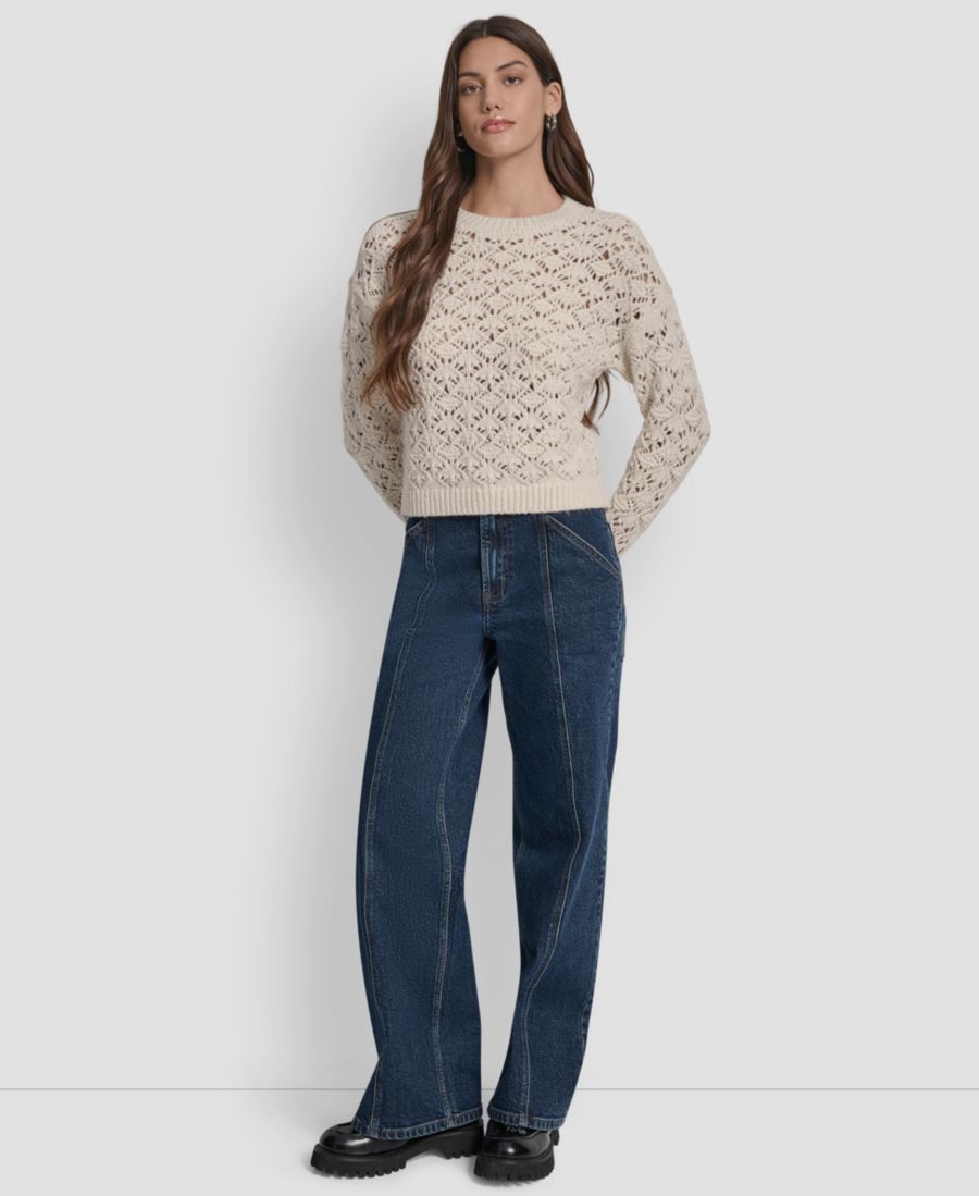 

Женский ажурный свитер с длинными рукавами, размеры PXS-XL DKNY Jeans, Blonde