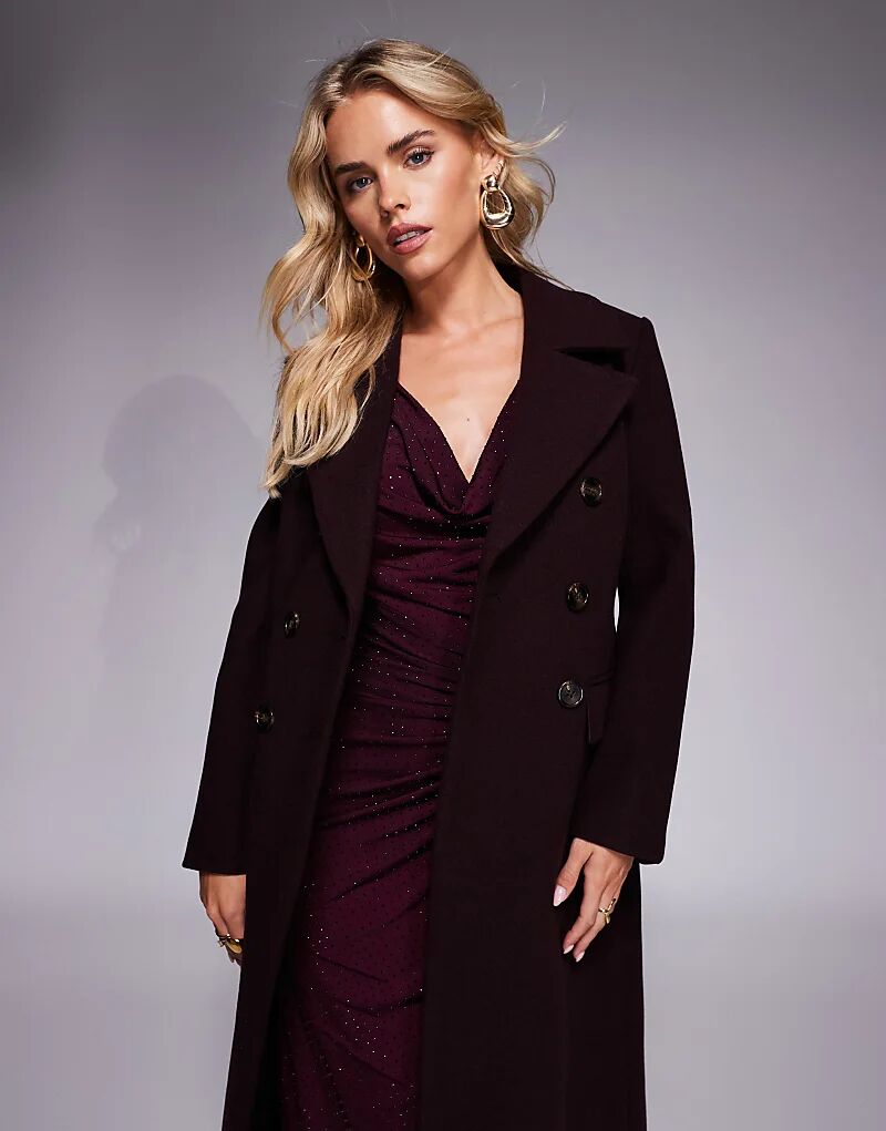 

Удлиненное элегантное пальто мидакси Forever New Petite темно-сливового цвета