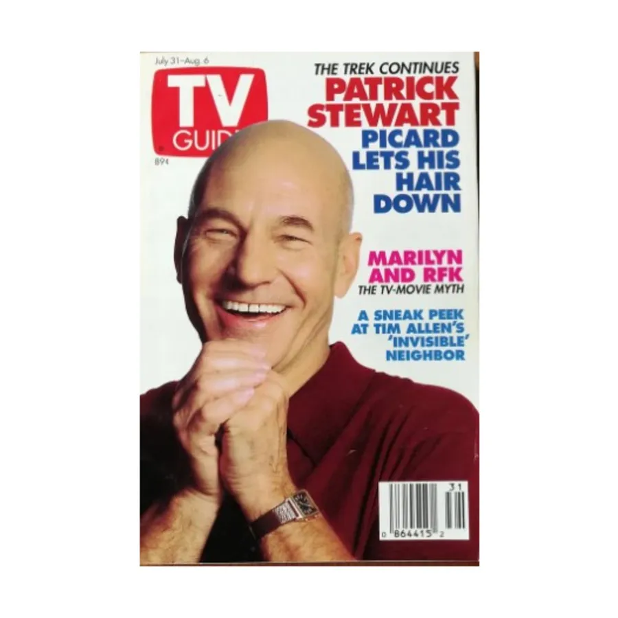 

Журнал Patrick Stewart - Picard Lets His Hair Down (August 6, 1993), TV Guide