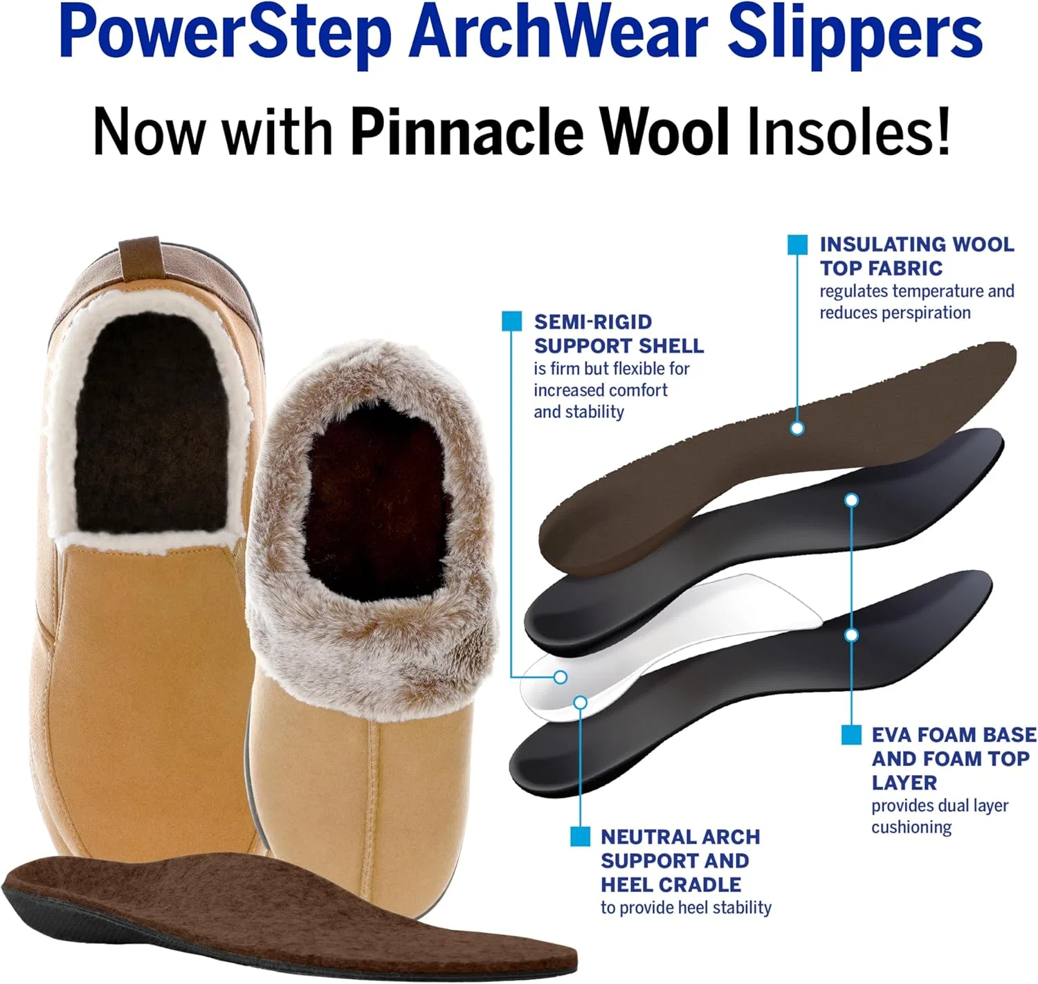 Тапочки с поддержкой свода стопы PowerStep, светло-коричневый — фото 4