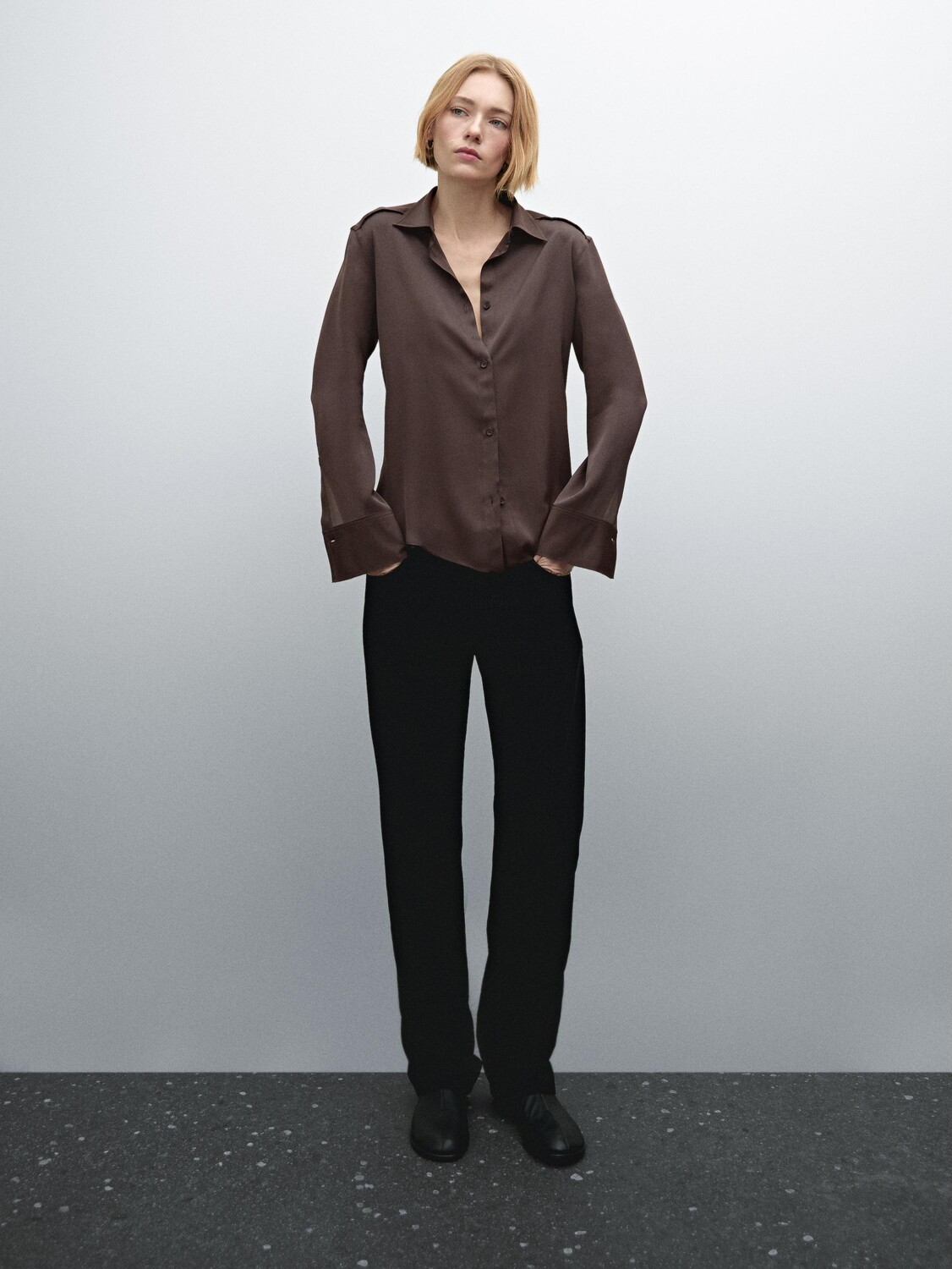 

Рубашка из струящегося атласа Massimo Dutti, бордовый