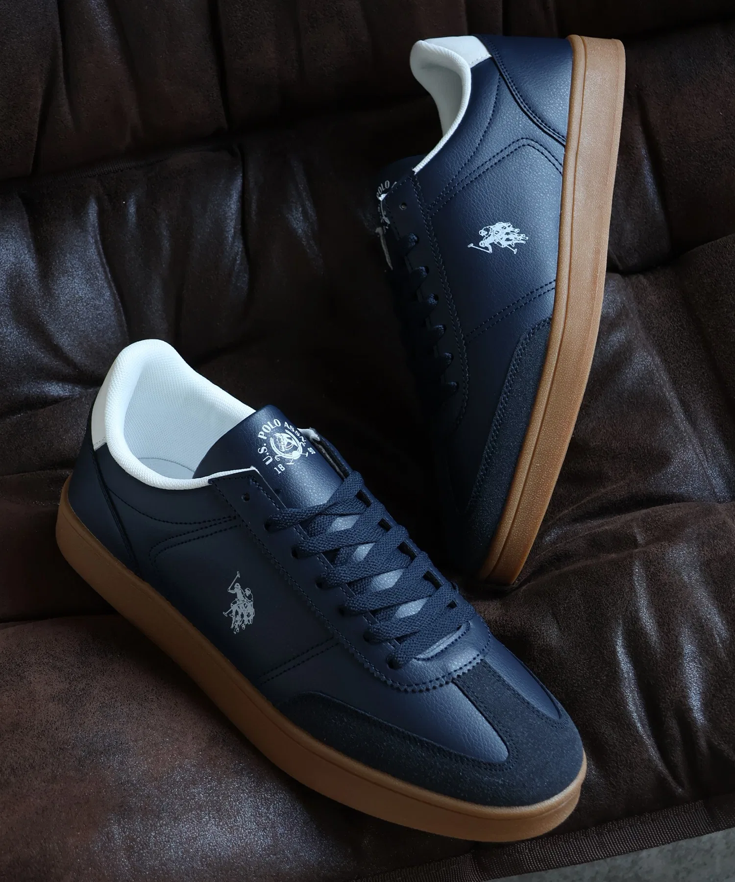 Мужские/Женские кроссовки U.S. POLO ASSN. лёгкие, с логотипом, тёмно-синие