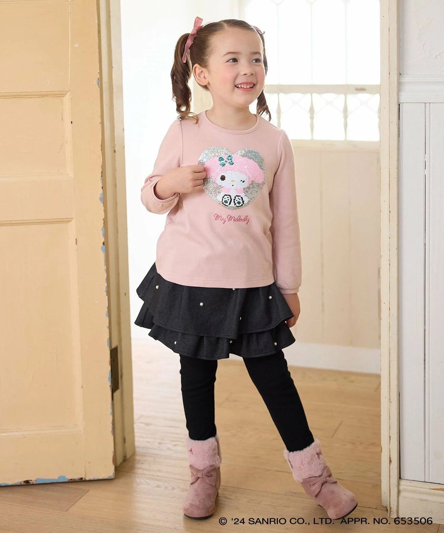 Футболка с длинными рукавами Miracle Sequin ANY KIDS, Pink x My Melody [012] — фото 4