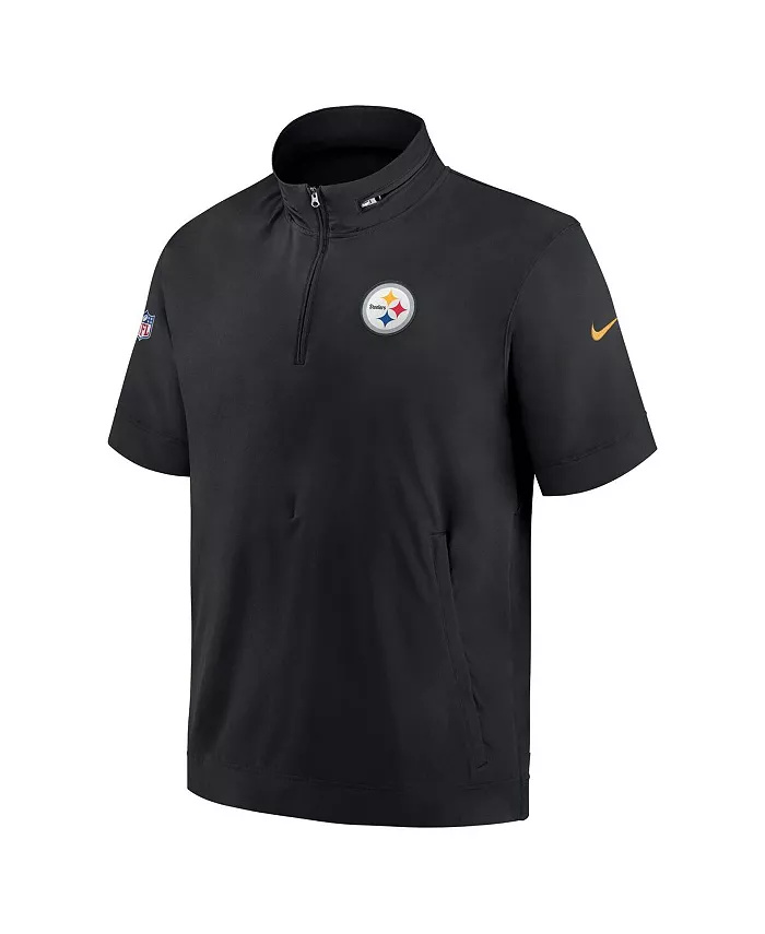 Мужская черная худи с короткими рукавами и молнией до середины Pittsburgh Steelers Sideline Coach Nike — фото 3