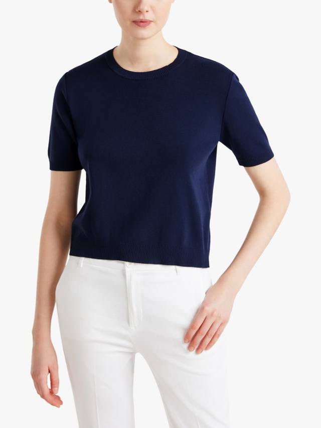 

Джемпер с круглым вырезом и коротким рукавом Benetton, цвет Night Blue
