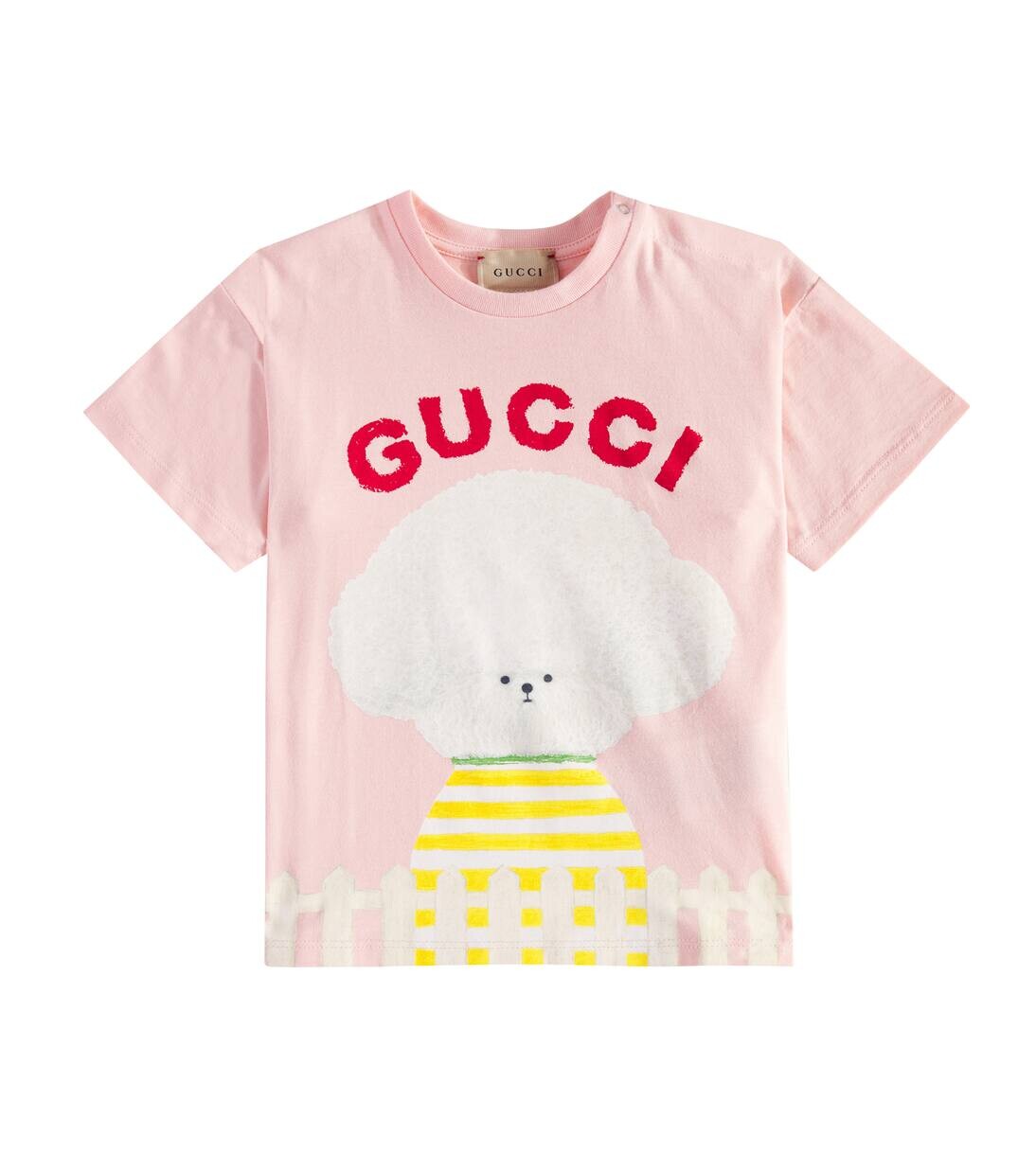 

Футболка из хлопкового трикотажа с принтом для малышей Gucci Kids, цвет smooth pink/mc
