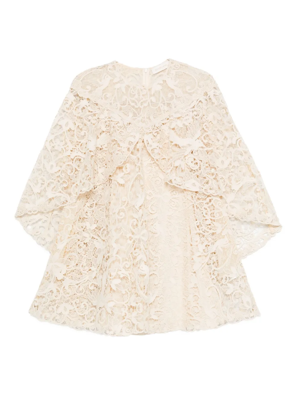 

Мини-платье с кружевными рюшами ZIMMERMANN, нейтральный