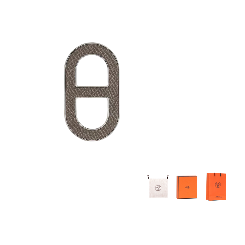 

HERMES Брошь Chaine D'Ancre из телячьей кожи унисекс Brown