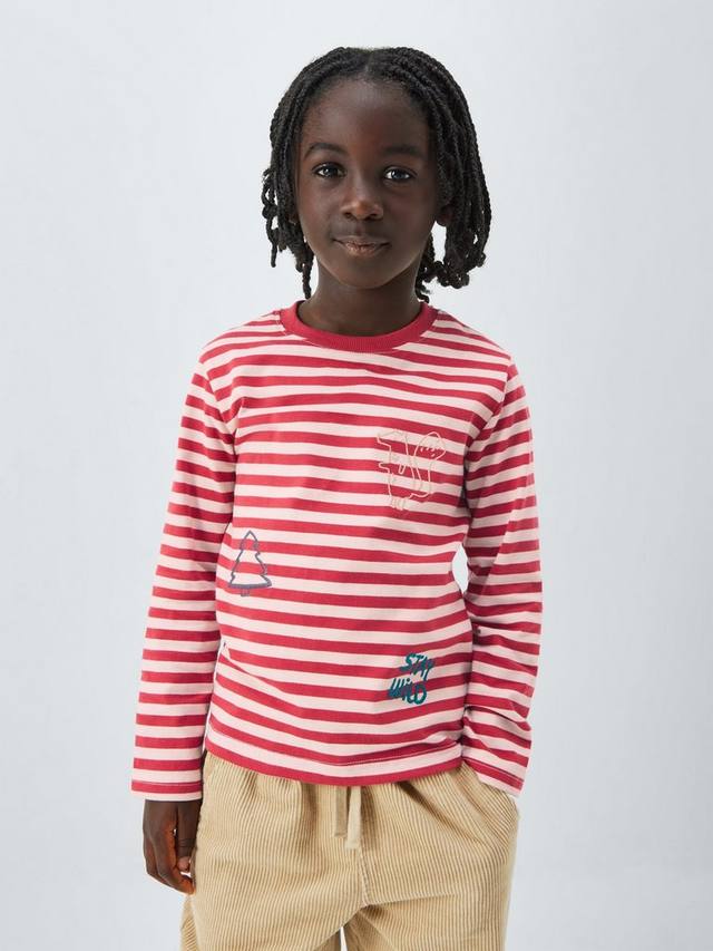 

Детский джемпер с диким принтом в полоску John Lewis, Rust