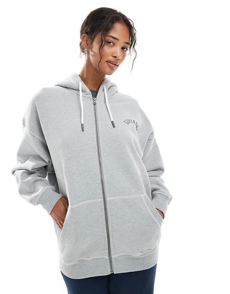 Толстовка Superdry Athletic Essential с капюшоном на молнии серого меланжевого цвета — фото 2