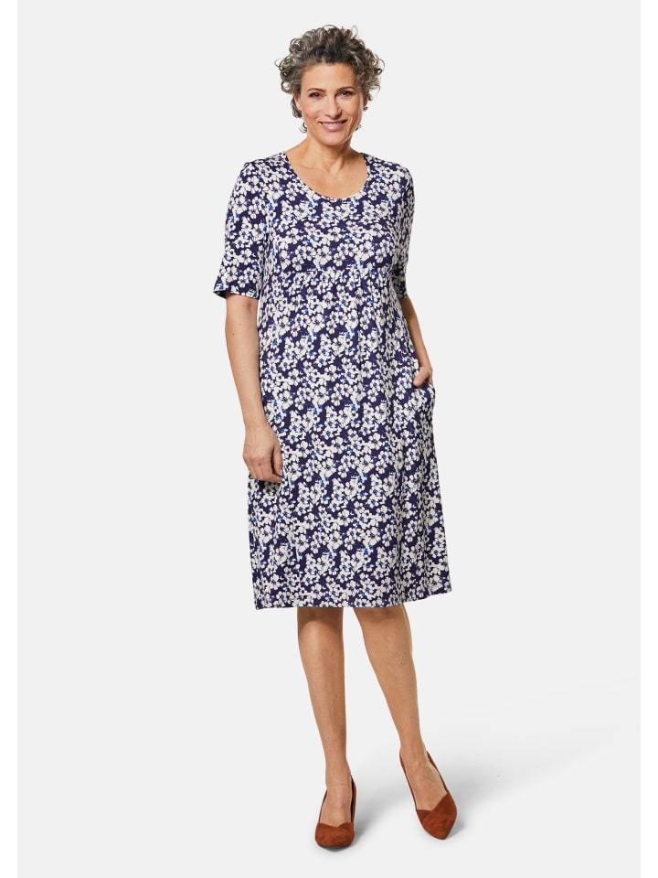 

Платье до колена GOLDNER Druckkleid, цвет marine/geblümt