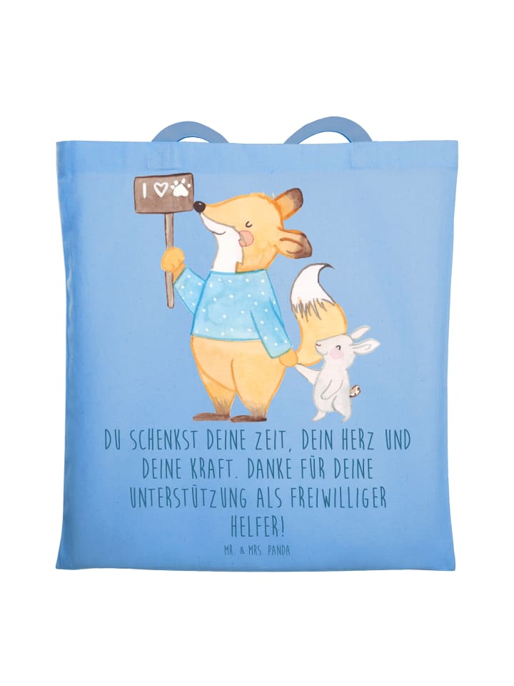 

Сумка Mr. & Mrs. Panda Tragetasche Freiwilliger Dank mit Spruch, небесно-синий